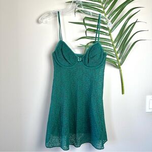 Vintage Green Lace Padded Nightie Slip Lingerie